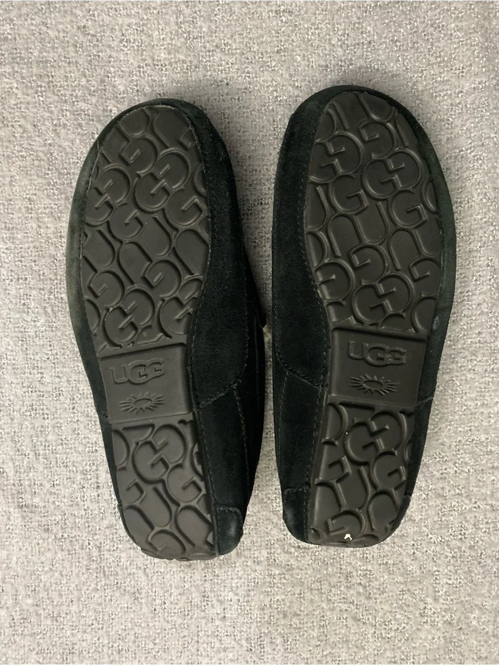 UGG Men's Black Suede Shearling Moccasin Slippers
